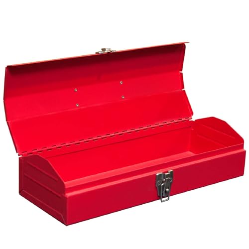 BIG RED ATB213-1 Torin Portable Steel Tool Box: 16" Hip Roof Style with Metal Latch Closure, Red