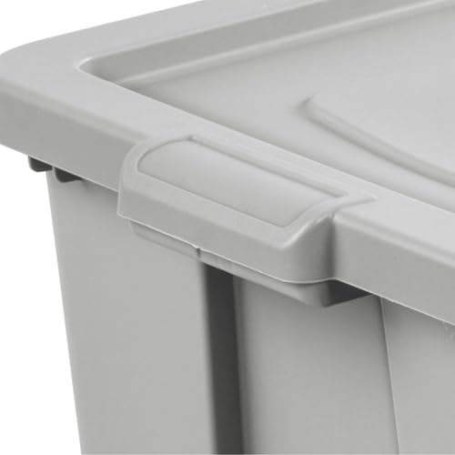 Sterilite Tuff1 30 Gallon Plastic Stackable Temperature and Impact Resilient Basement/Garage/Attic Storage Tote Container Bin with Lid, Gray (16 Pack)
