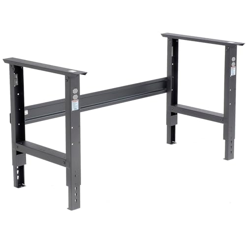 Global Industrial Adjustable Height Workbench C-Channel Leg, 60" W x 30" D, 1-1/2" 12-Gauge Steel Top with Square Edge, 2000 Lbs. Capacity, Black, Industrial Workbench
