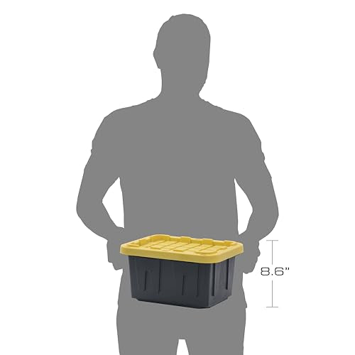 BLACK & YELLOW 5-Gallon Tough Storage Containers with Lids, Stackable, Extremely Durable, [4-Pack]