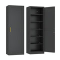 Ckzbx Metal Locker Tall Narrow Storage Cabinet, 67" H Locking Tool File Cabinets Snack Locker Organizer for School Classroom,Bedroom,Gym Home Office,Entryway and Hallway (20" W 1Door Black)