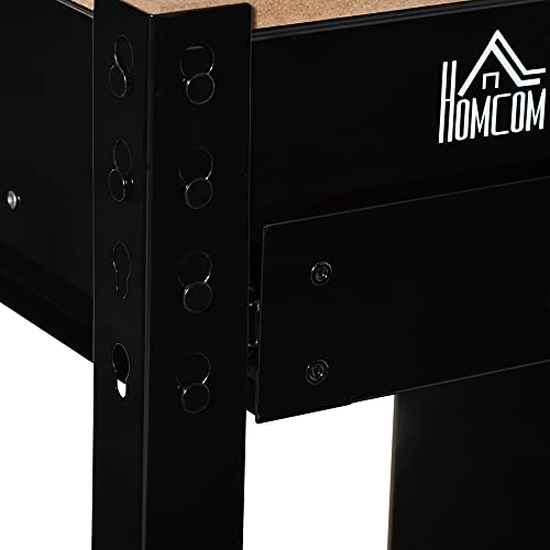 HOMCOM Multipurpose Workbench, Workshop Tool Table with Storage Cabinet with Lock and Keys, Slide Drawer, Peg Board