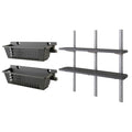 Suncast 2 Pack 25” x 7.25” Basket Accessory for Outdoor Shed Bundled with Vertical Shed 2 Shelf Kit, Space Saving Wall Mount Storage, Black