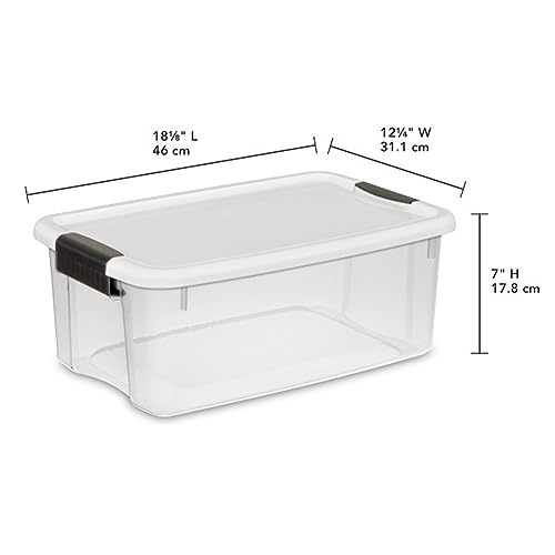 Sterilite 24-Pack Ultra Latching Box, Storage Bins with Lids, Clear Plastic, 18 Quart - Heavy-Duty Organizing Containers for Closet, Bathroom, and Office