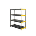 CX Black & Yellow, 4-Tier Heavy Duty Plastic Storage Shelves that Support up to 200lbs/shelf, Organization and Storage, Weather-Resistant Design, Easy Assembly (55"H x 48"W x 20"D)