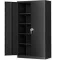 Greenvelly Steel SnapIt Storage Cabinet, 72" Locking Metal Garage Storage Cabinet with 4 Adjustable Shelves, 2 Doors and Lock for File, Office, Garage, Home (Black)