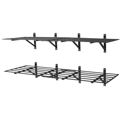 VEVOR 2-Pack Heavy Duty Garage Wall Shelving, 2 x 6 ft Steel Wall Mounted Shelving Unit, 24 x 72 Inch Per Shelf Floating Storage Metal Rack for Garage, 1600 lbs Total Weight Capacity