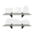 MonsterRax | Garage Wall Shelf Two-Pack White or Hammertone | Three Size Options | Includes Bike Hooks | 500lb Weight Capacity (Hammertone, 18"x36")
