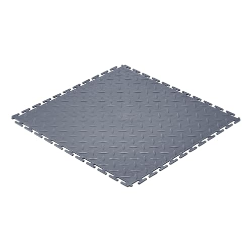 VEVOR Garage Floor Tiles 20.2 x 20.2 x 0.2 inch, Interlocking Ease of Installation Diamond Plate Slip-Resistant Texture Non-Slip Sturdiness, for Garages, Warehouse, Tool Room, Graphite Gray, 16 Pack