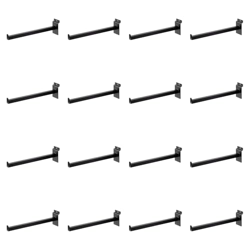 SINCHEEWAY 16 Pack Heavy Duty Tube Slatwall Shelf Brackets, Metal Tubular Slat Wall Brackets with Lip, Slatwall Accessories for Garage, Retail, and Home Storage
