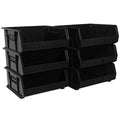 Akro-Mils 30250 AkroBins Plastic Storage Bins, Space-Saving Stackable Bins for Garage, Pantry, Craft Organization, 15" x 16" x 7", Black, 6-Pack