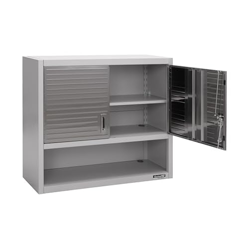 Seville Classics UltraHD Solid Steel Lockable Storage Wall Cabinet w/Adjustable Shelves for Garage, Warehouse, Office, Classroom, 36" W x 12" D x 30" H, Granite