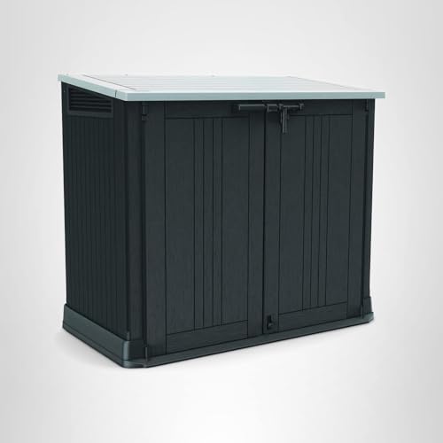 Keter Store-It-Out Prime 4.3 x 3.7 ft. Outdoor Resin Storage Shed with Easy Lift Hinges, Perfect for Yard Tools, Pool Floats and Garden Accessories, Black