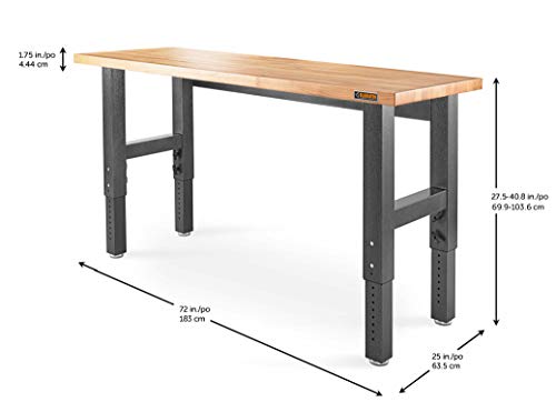 Gladiator 6' Adjustable Height Hardwood Workbench, GAWB06HW