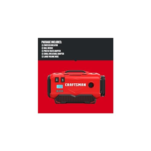 CRAFTSMAN V20 Tire Inflator Portable Air Compressor, Car Air Pump, 3 Modes Tire Pump: Cordless, 120V Corded, and 12V Car Adapter, Battery Sold Separately (CMCE520B)