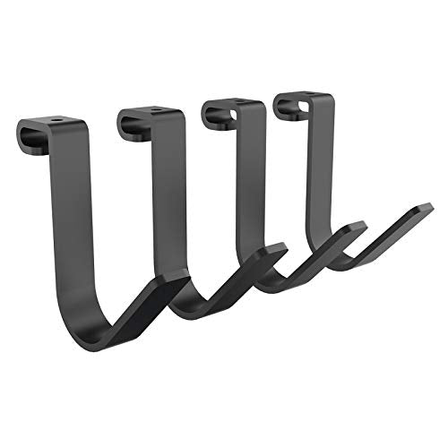 FLEXIMOUNTS 4 Pack Add On Storage Rail Hook Accessory for Ceiling Rack and Wall Shelving, Max Weight Capacity up to 50lbs, Black