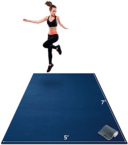 Gorilla Mats Large Exercise Mat – 7' x 5' x 1/4" – Ultra Durable Thick Workout Mat for Home Gym Flooring – Non-Slip, Flat, Fitness, Yoga & Weight Lifting Floor Mat – Shoe Friendly