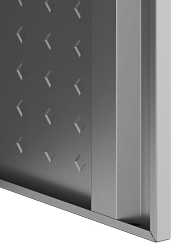 Manhattan Comfort Fortress Floating Garage Storage Cabinet with Adjustable Shelves and Lock, Recessed Handles, Metal Wall Mounted Lockable Utility Cabinet, Steel Garage Storage in Black and Grey