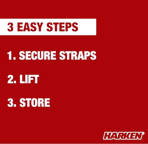 HARKEN Hoister - Overhead Garage Storage 1 Point Hoist System for Bikes, Ladders (45lb Capacity, 10ft Ceiling) Space-Saving Organization, Easy One-Person Operation, Safe Anti-Drop, Self-Leveling, 7800