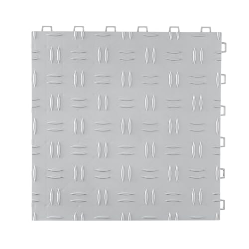 VEVOR Garage Floor Tiles 12 x 12 x 0.53 inch, Interlocking Design Ease of Installation Double-Sided Texture Non-Slip Sturdiness, for Garages, Basements, Repair Shops, Silver, 50 Pack
