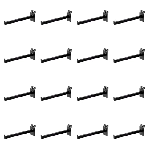 SINCHEEWAY 16 Pack Heavy Duty Tube Slatwall Shelf Brackets, Metal Tubular Slat Wall Brackets with Lip, Slatwall Accessories for Garage, Retail, and Home Storage
