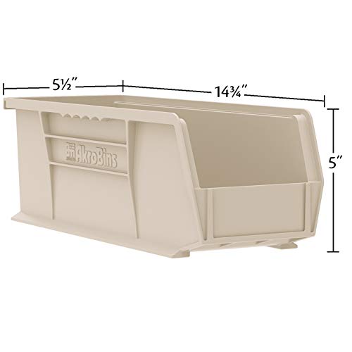 Akro-Mils 30234 AkroBins Plastic Storage Bins, Space-Saving Stackable Bins for Garage, Pantry, Craft Organization, 15" x 5" x 5", Black, 12-Pack