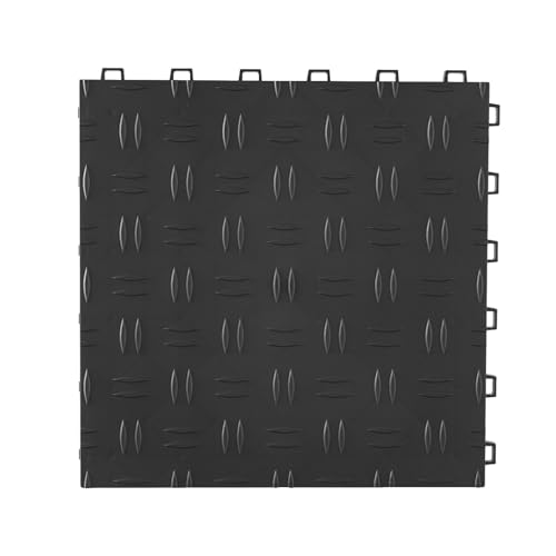 VEVOR Garage Floor Tiles 12 x 12 x 0.53 inch, Interlocking Design Ease of Installation Double-Sided Texture Non-Slip Sturdiness, for Garages, Basements, Repair Shops, Black, 50 Pack