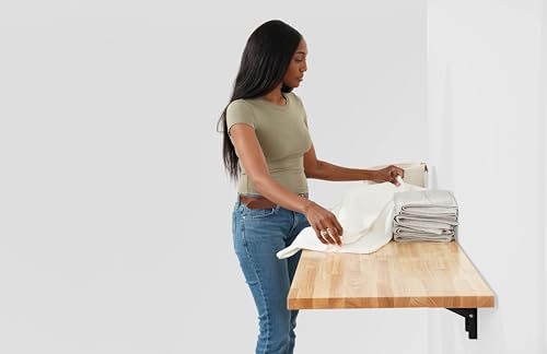 SafeRacks Heavy Duty Wall Mounted Folding Table | Collapsible Workbench with Soft Close Dampers | 48” or 60” Options | Holds Up to 500 lb | Folds Flat Against the Wall (48")