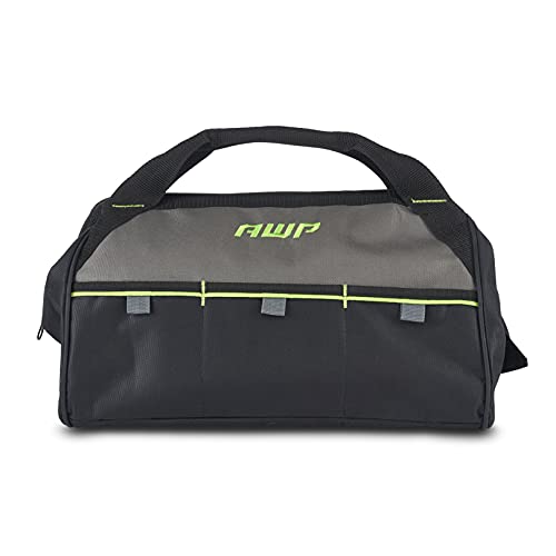 AWP Premium Tool Bag Durable Tool Tote Water-Resistant Organizer for Professionals and Contractors, Black, 15" | 1L-20015