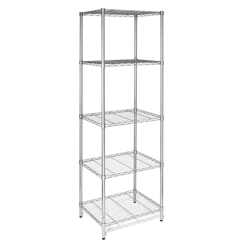 Honey-Can-Do 5-Tier Heavy Duty Adjustable Shelving Unit, 250-lb Per Shelf NSF Certified Metal Storage Rack, Chrome Wire Shelf for Kitchen Pantry Garage, 24 x 18 x 72 in
