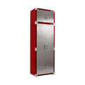 Seville Classics UltraHD 2-Piece Heavy Duty Mega Solid Steel Metal 2-Door Lockable Stacker Wall Storage, Cabinet Set Organizer for Garage, Office, Classroom, Red, 30" W x 18" D x 90.5" H