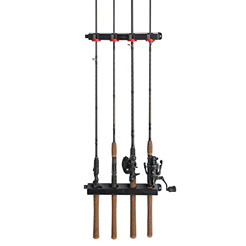 Berkley Twist Lock Fishing Rod Rack, Stores 4 Rods, Black, Soft Foam Grip Pads Protect Rod Finishes, Durable Construction, Easy to Mount with Common Tools