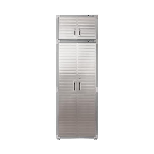 Seville Classics UltraHD 2-Piece Heavy Duty Mega Solid Steel Metal 2-Door Lockable Stacker Wall Storage, Cabinet Set Organizer for Garage, Office, Classroom, Graphite, 30" W x 18" D x 90.5" H