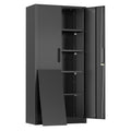 Greenvelly Metal Storage Cabinet, 72" Black Steel Garage Cabinet with Doors and Adjustable Shelves, Metal Cabinet with Lock,Garage Cabinets and Storage System for Garage,Home Office,School