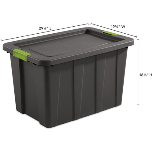 Sterilite 4-Pack Latching Tuff1 Tote, Large Plastic Storage Bins w/Lids, 30 Gallon, Gray - Heavy-Duty Stackable Organizer Boxes and Containers for Home, Office, Basement, Closet, and Garage