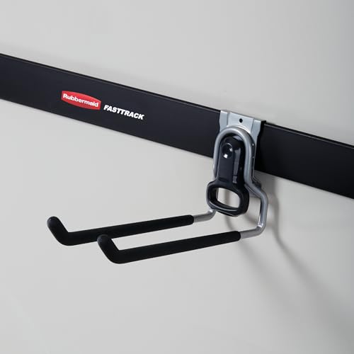 Rubbermaid Fast Track Wall Mounted Garage Storage Utility Multi Hook For Tools, Rope, and More, Supports Up to 50 Pounds Each (6 Pack)