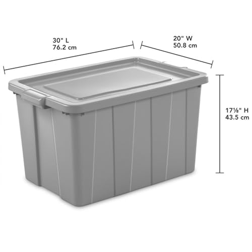 Sterilite Tuff1 30 Gallon Plastic Stackable Temperature and Impact Resilient Basement/Garage/Attic Storage Tote Container Bin with Lid, Gray (16 Pack)