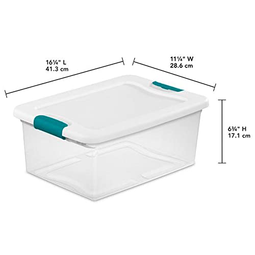 Sterilite 15 Qt Stackable Storage Box with Latching Lid, 12 Pack Bundled with 6 Qt Plastic Organizing Bin with Latch Lid, 12 Pack