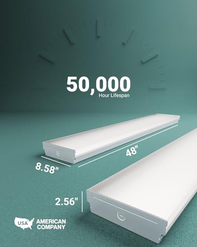 Sunco Garage Lighting, LED Shop Lights for Workshop 4ft, 8 Inch Width Warehouse Industrial Prisma Wraparound, 7200 LM, 60W, Selectable CCT 4000K/5000K/6000K, 120V-277V, Non-Dimmable ETL 4 Pack