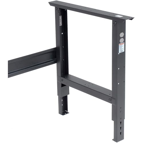 Global Industrial Adjustable Height Workbench C-Channel Leg, 60" W x 30" D, 1-1/2" 12-Gauge Steel Top with Square Edge, 2000 Lbs. Capacity, Black, Industrial Workbench