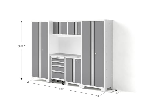 NewAge Products Bold Series White 7 Piece Set, Garage Cabinets, 54872