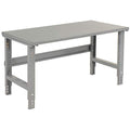Global Industrial Adjustable Height Workbench C-Channel Leg, 48" W x 30" D, 1-3/4" Steel Top with Square Edge, 2000 Lbs. Capacity, Gray, Industrial Workbench