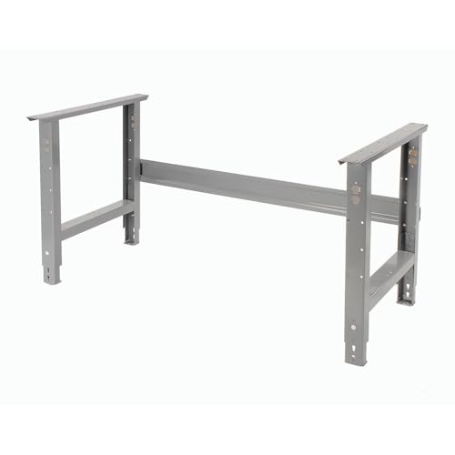 Global Industrial Adjustable Height Workbench, 60" W x 30" D, 1-3/4" Thick Maple Butcher Block with Square Edge, 2000 Lbs Capacity, Gray, Industrial Workbench