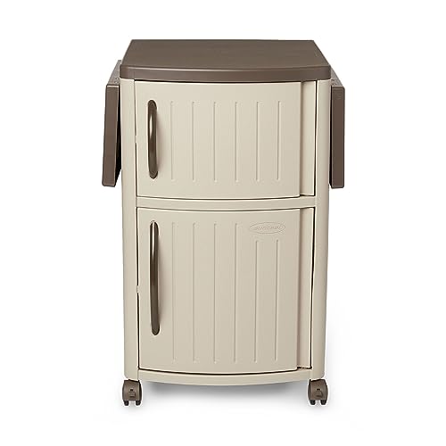 Suncast Outdoor Grilling Prep Station Table with Storage, Taupe/Brown