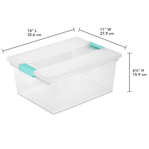 Sterilite 8-Pack Clip Box, Stackable Clear Plastic Bins with Latching Lids, Deep - Writing, Arts or Crafts Supplies Storage Containers for Home, Office, Classroom and Workshop Organization