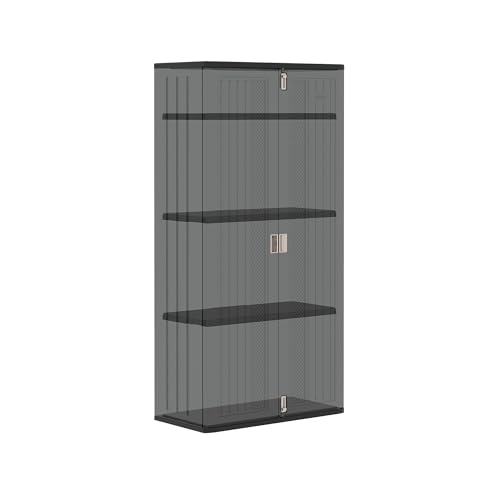 Suncast Mega Tall Storage Cabinet for Garage Organization - 31 Cu. Ft. Lockable Utility Closet with 3 Adjustable Shelves for Garden Supplies & Outdoor Tools, Multi-Wall Resin Construction, Black
