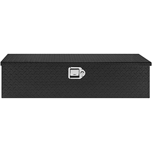 VEVOR Heavy Duty Aluminum Truck Bed Tool Box, Diamond Plate Tool Box with Side Handle and Lock Keys, Storage Tool Box Chest Box Organizer for Pickup, Truck Bed, RV, Trailer, 39"x13"x10", Black