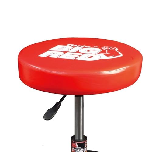 Big RED Rolling Mechanic Stool with Tool Tray, Pneumatic Garage Seat, Adjustable Height Form 17"-22",Storage Workshop Chair for Auto Repair
