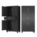 Ckzbx Metal Garage Storage Cabinet with Locking Drawers and Adjustable Shelves,71" H Steel File Cabinet with Wheels for Garage,Office (Black)