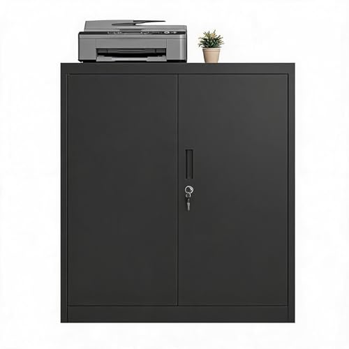 MilleLoom Metal Storage Locker, 36" Heavy Duty Garage Storage Cabinet with Locking Doors and Adjustable Shelves, Lockable Steel File Cabinet for Home Office Black